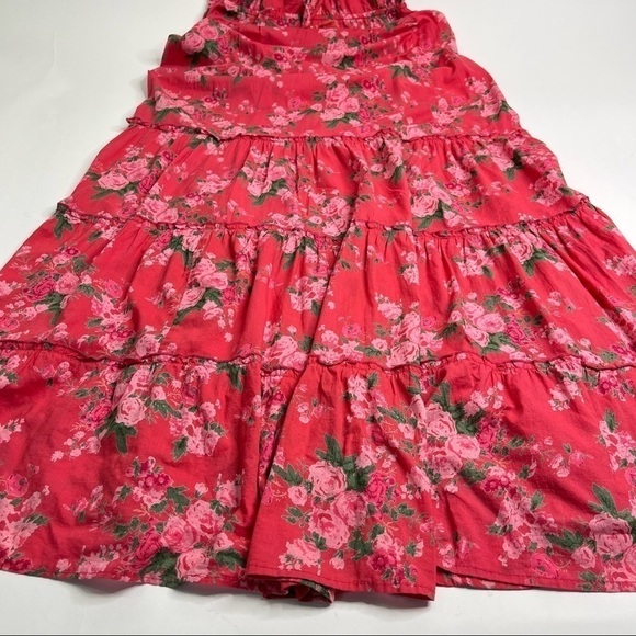 PERRY WALKER Annie Maxi II Floral Pink Boho Tassel Long Ruffle Tiered Maxi Dress - Picture 8 of 15